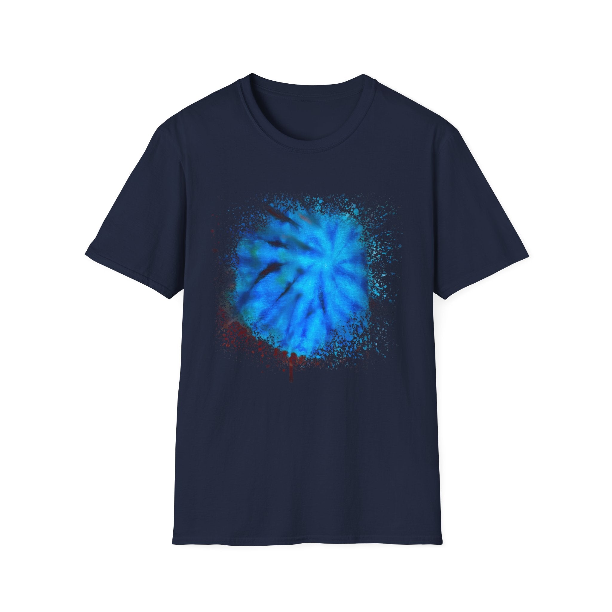 Blue Tide 2:  Vibrant Blue Drip Edge Tie-Dye Unisex Softstyle T-Shirt, Comfy Casual Wear, Summer Outfits, Beach Vibes, Gift for Him/Her, Trendy Apparel