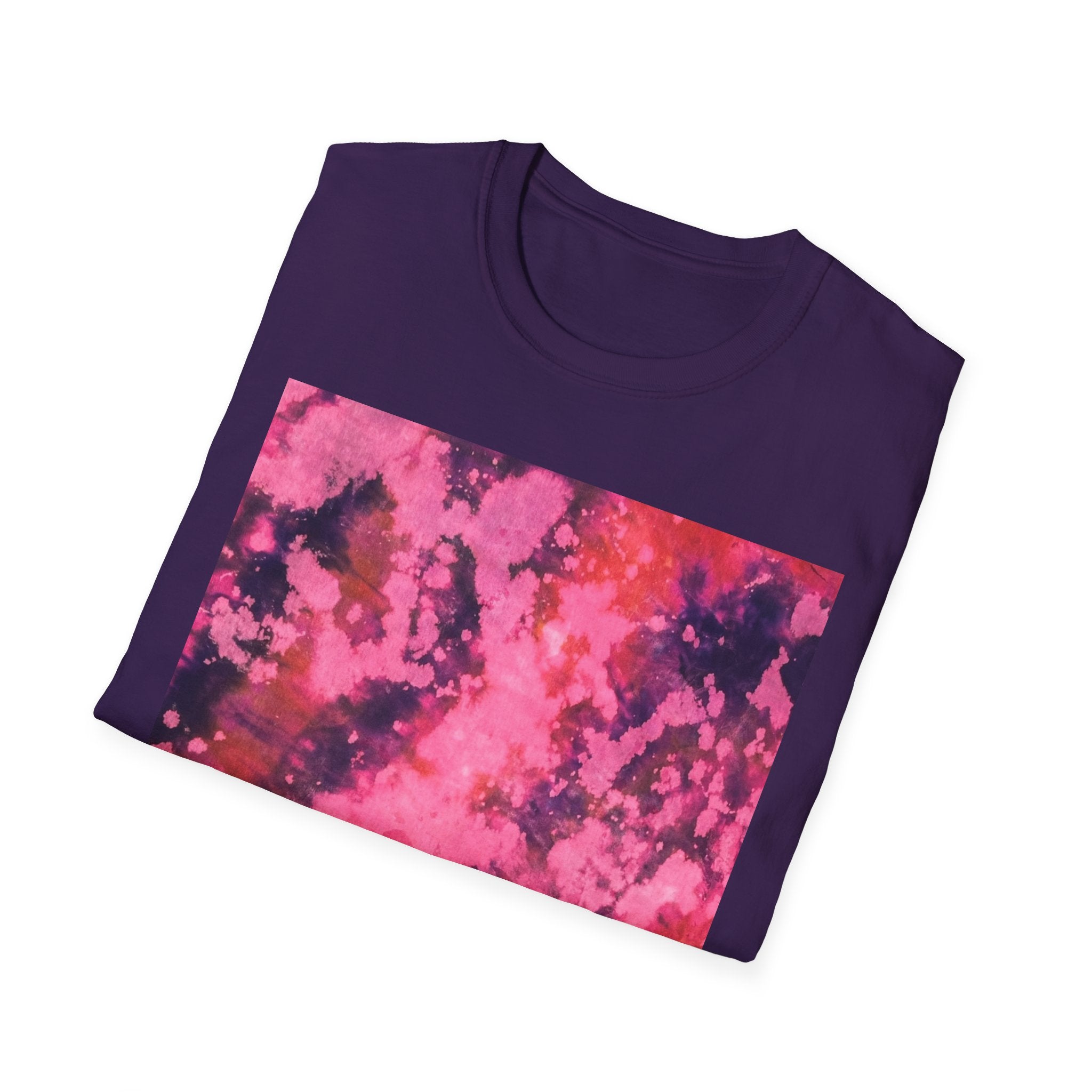 MAGENTA MADNESS;  Smash style, Vibrant Tie-Dye T-Shirt, Unisex Softstyle Tee for Festivals, Summer Vibes, Gifts for Friends, Casual Wear, Easy Fashion