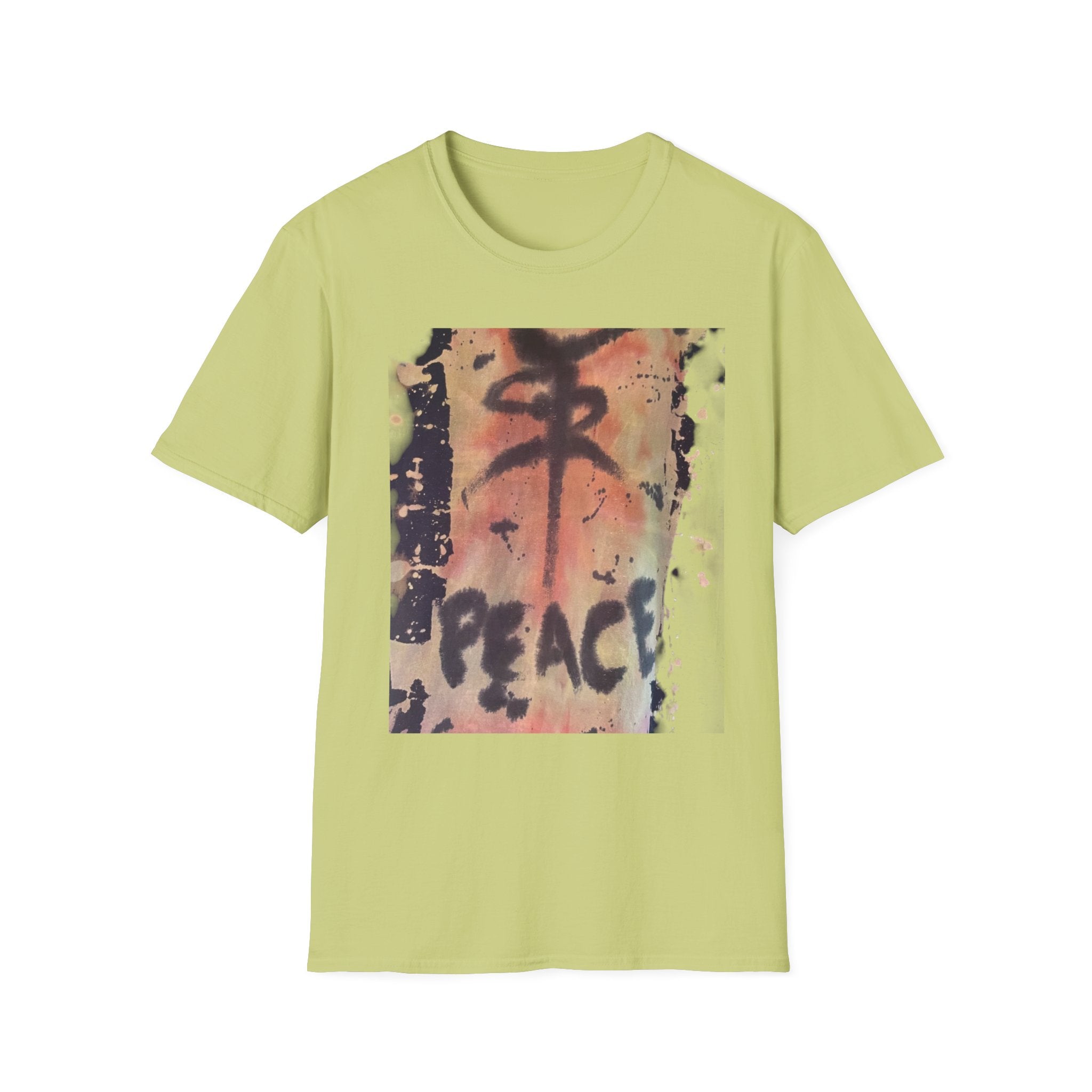 PEACE: Graffiti Tie Dye Unisex Softstyle T-Shirt, Casual Graphic Tee, Streetwear Shirt, Gift for Peace Lovers, Trendy Everyday Wear