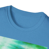 SWAMI: Soft, dreamy sea green/blue Tie-Dye Unisex T-Shirt, Festival Wear, Casual Style, Summer Vibes, Gift for Friends, Eco-Friendly Fashion