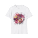 ENIGMA: Gritty, edgy Colorful Abstract Art Unisex Softstyle T-Shirt, Casual Graphic Tee, Gift for Art Lovers, Unique Printed Shirt, Summer Wear, Festival Apparel