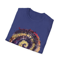 Scarlet Saga 2:  Spiral Tie-Dye Unisex Softstyle T-Shirt | Boho Chic, Casual Wear, Gift for Artists, Summer Fashion, Music Festivals