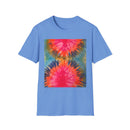 DOUBLE DAHLIA:  Vibrant dahlia inspired  Tie-Dye t-shirt, Unisex Softstyle Shirt, Summer Fashion Tee, Festival Wear, Retro Style Top, Casual Everyday Wear